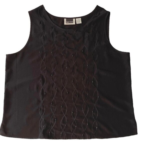 MAGGIE BARNES Women's Sleeveless Dressy Black‎ Top Size 18W Embroidery Beading - Picture 1 of 5